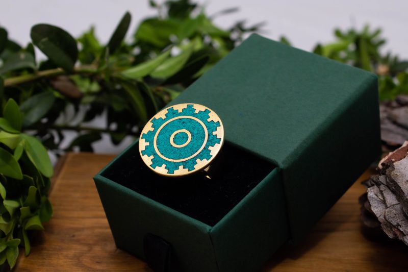 Brass Micro Mosaic Disc Ring - Image 5