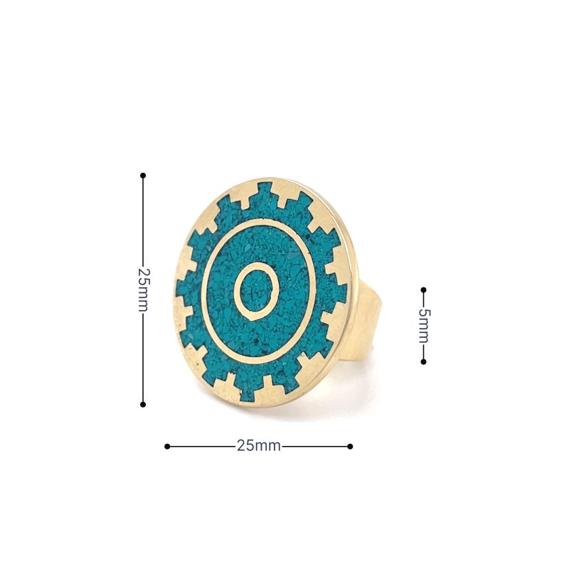 Brass Micro Mosaic Disc Ring - Image 3