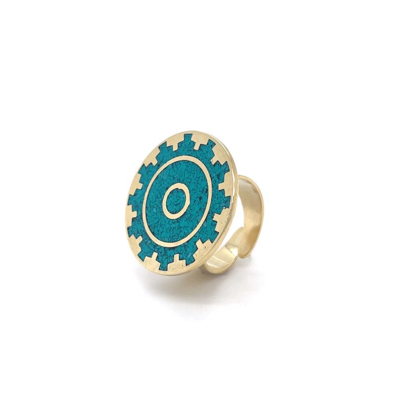 Brass Micro Mosaic Disc Ring - Image 2