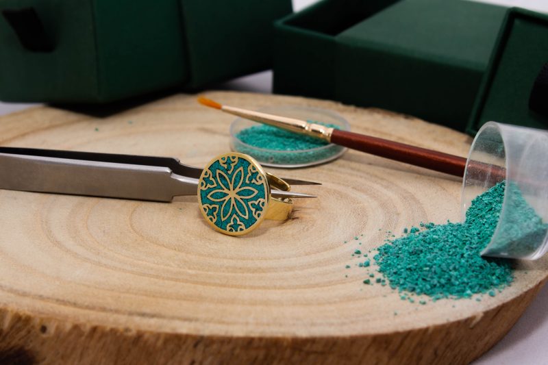 Brass Micro Mosaic Disc Ring - Image 4