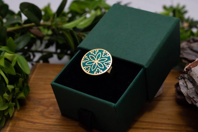 Brass Micro Mosaic Disc Ring - Image 5