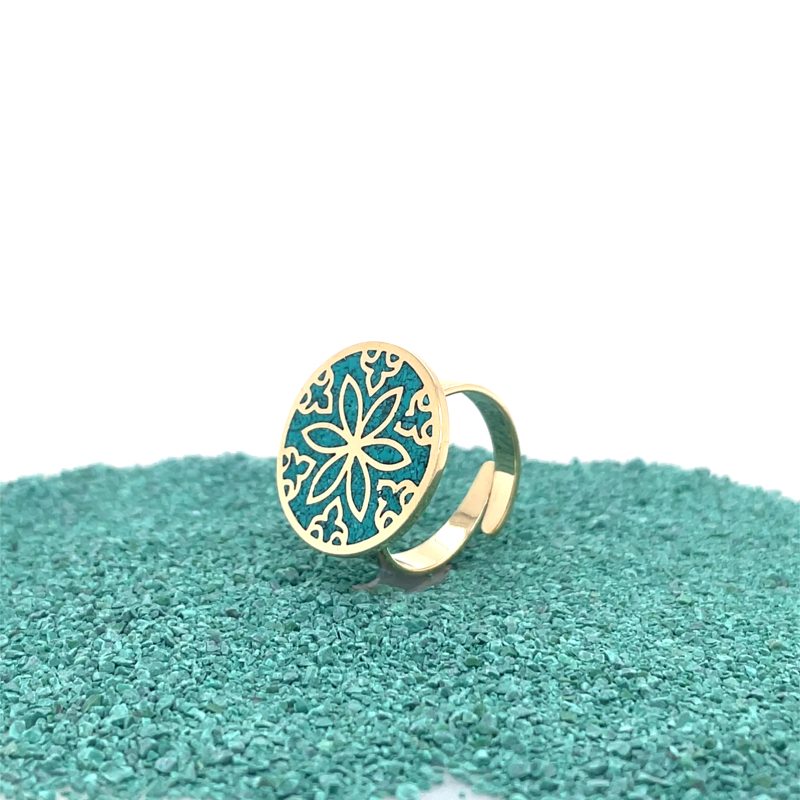Brass Micro Mosaic Disc Ring