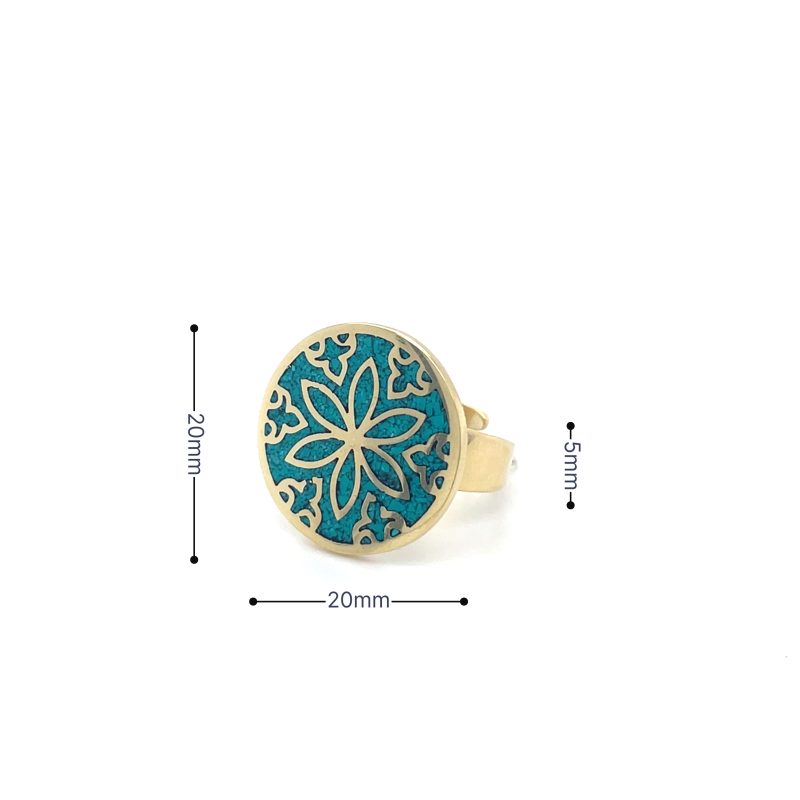 Brass Micro Mosaic Disc Ring - Image 3