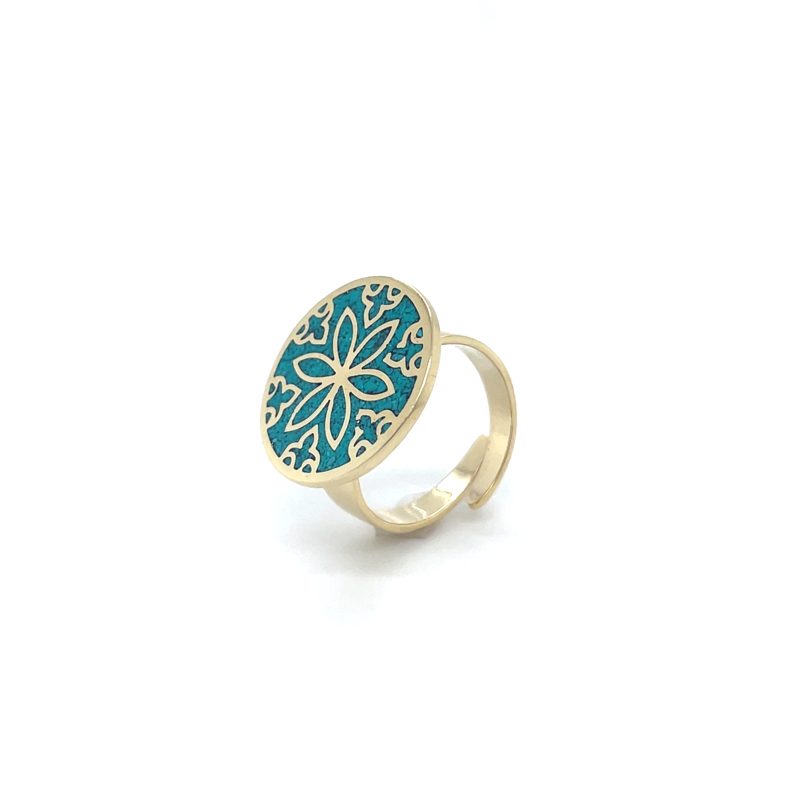 Brass Micro Mosaic Disc Ring - Image 2