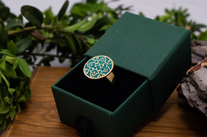 Brass Micro Mosaic Disc Ring - Image 5