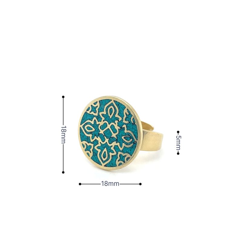 Brass Micro Mosaic Disc Ring - Image 3