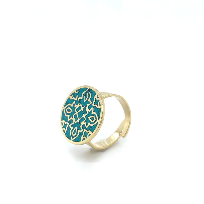 Brass Micro Mosaic Disc Ring - Image 2