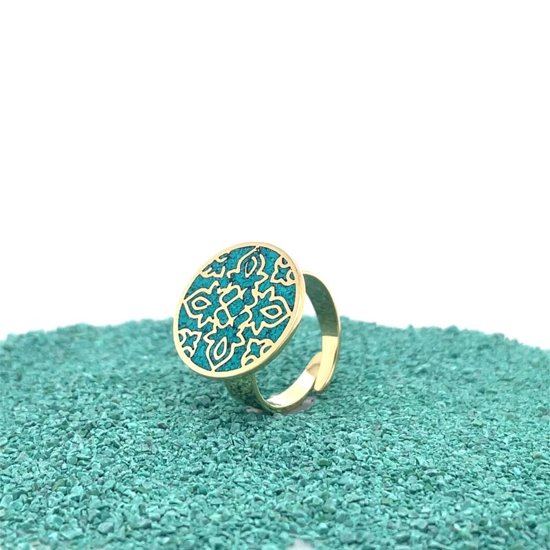 Brass Micro Mosaic Disc Ring