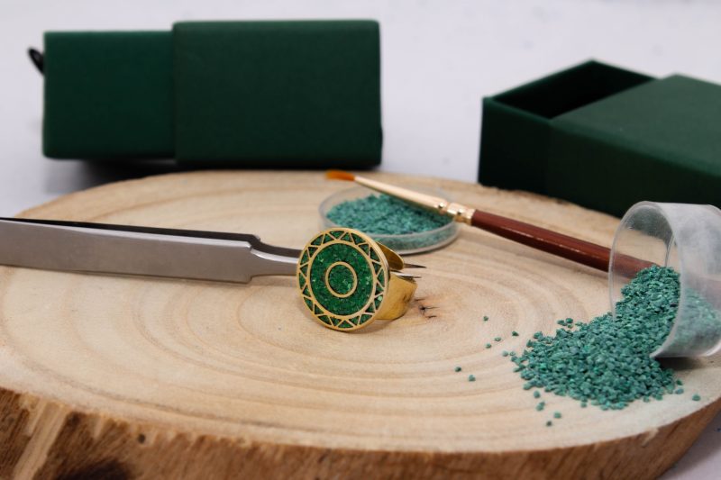 Brass Micro Mosaic Disc Ring - Image 4