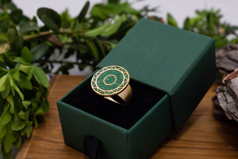 Brass Micro Mosaic Disc Ring - Image 5