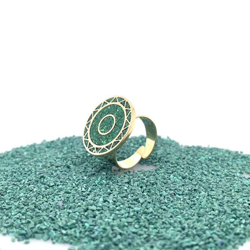 Brass Micro Mosaic Disc Ring