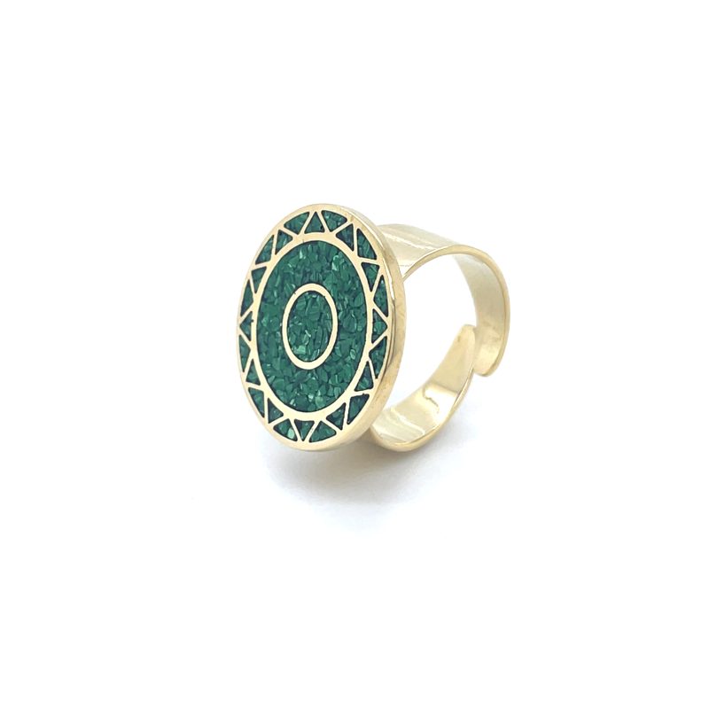 Brass Micro Mosaic Disc Ring - Image 2