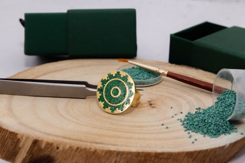 Brass Micro Mosaic Disc Ring - Image 5