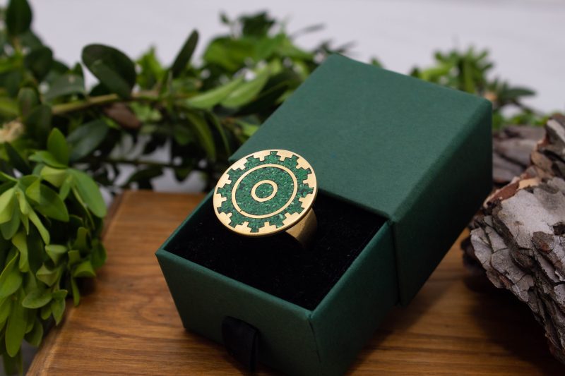 Brass Micro Mosaic Disc Ring - Image 4
