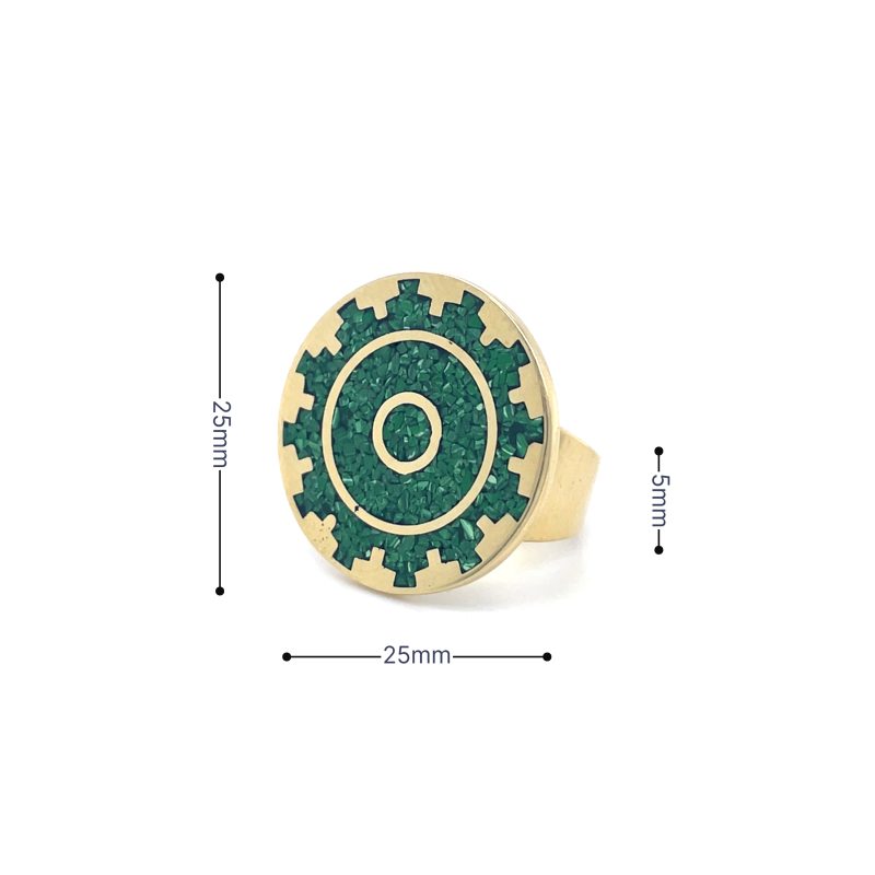 Brass Micro Mosaic Disc Ring - Image 3