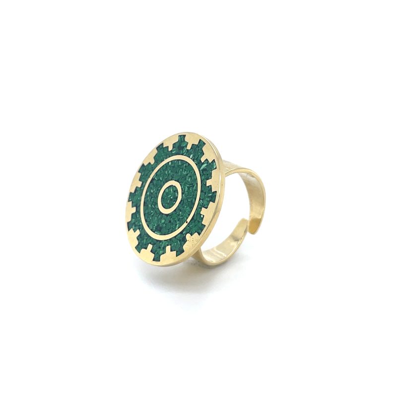 Brass Micro Mosaic Disc Ring - Image 2
