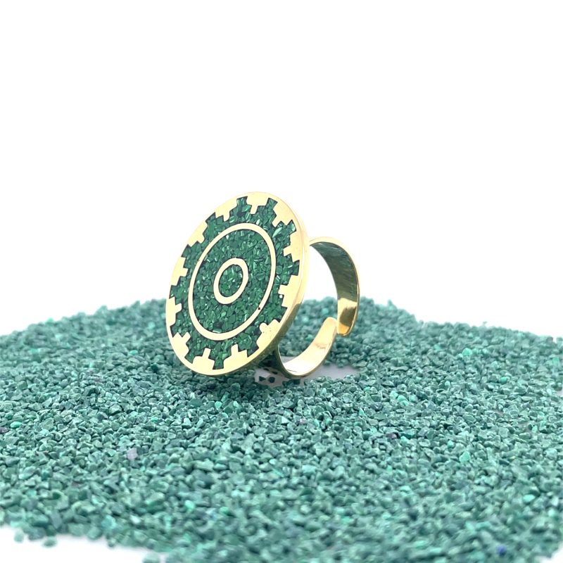 Brass Micro Mosaic Disc Ring