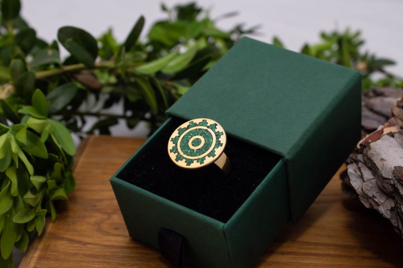Brass Micro Mosaic Disc Ring - Image 5