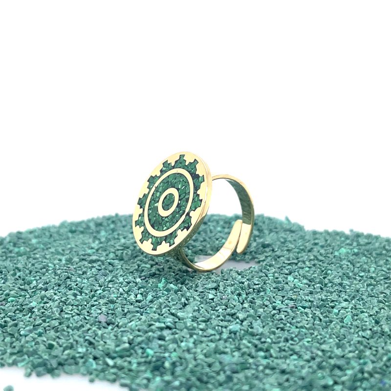 Brass Micro Mosaic Disc Ring