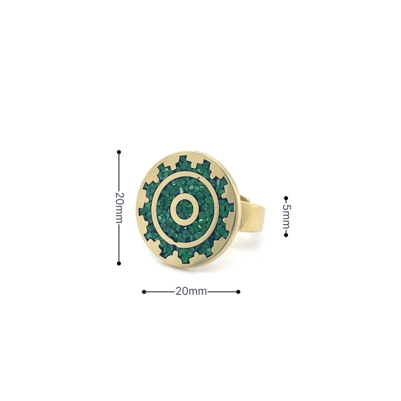 Brass Micro Mosaic Disc Ring - Image 3