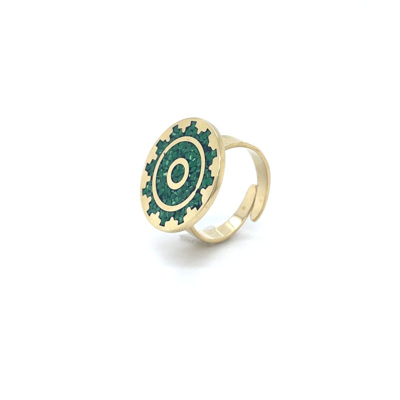 Brass Micro Mosaic Disc Ring - Image 2