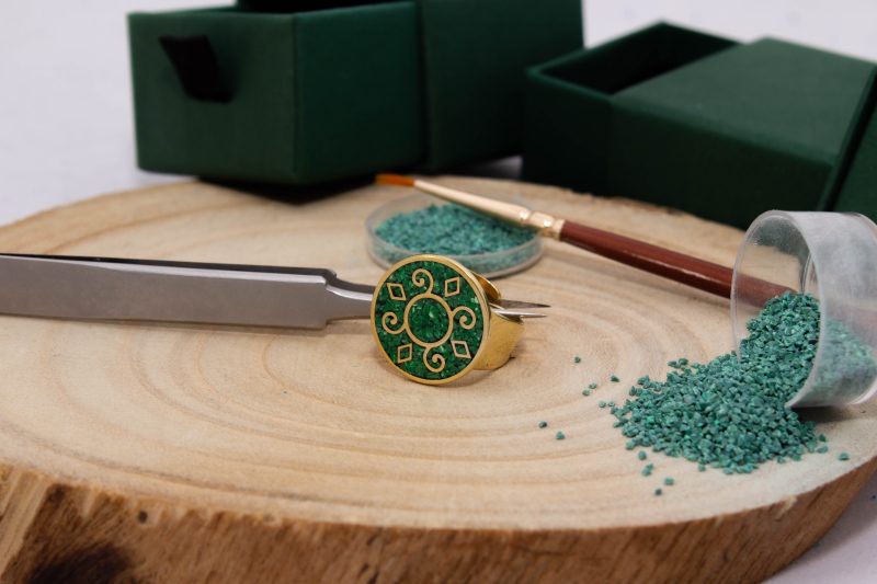 Brass Micro Mosaic Disc Ring - Image 4