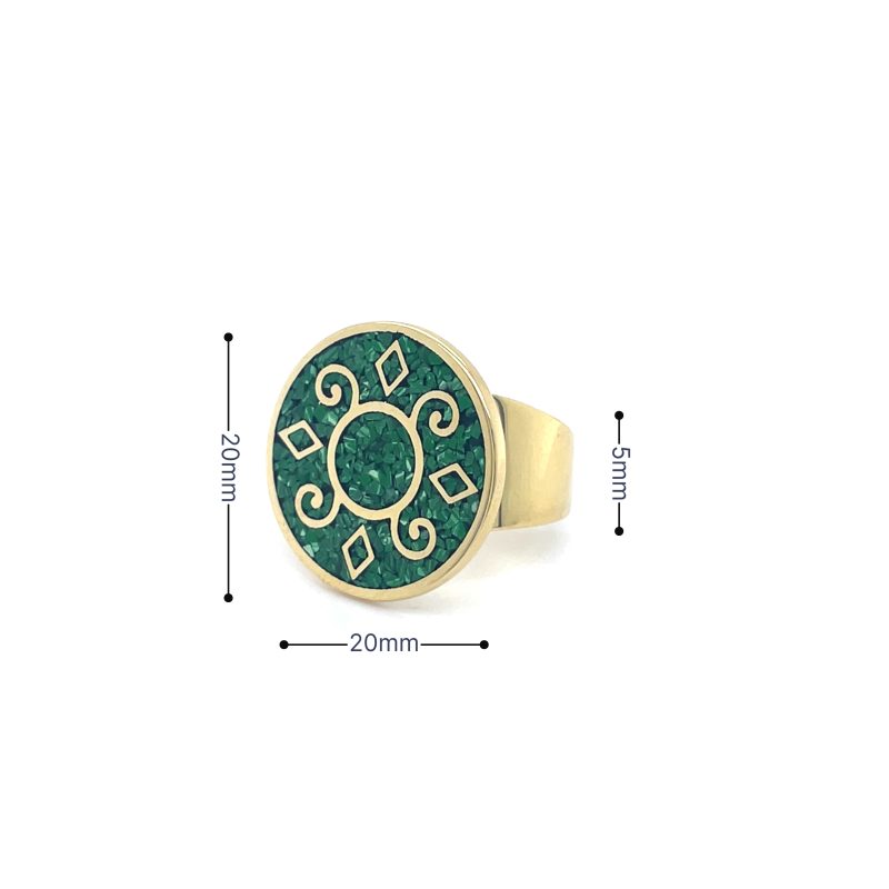Brass Micro Mosaic Disc Ring - Image 3