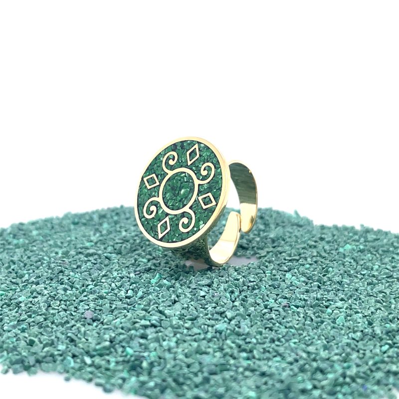 Brass Micro Mosaic Disc Ring