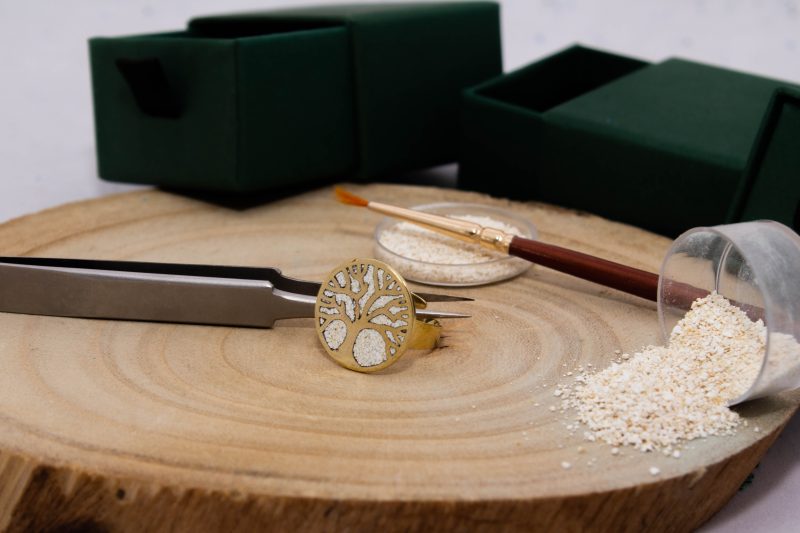 Brass Micro Mosaic Disc Ring - Image 4