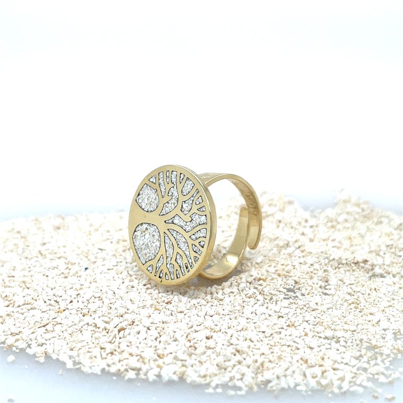 Brass Micro Mosaic Disc Ring