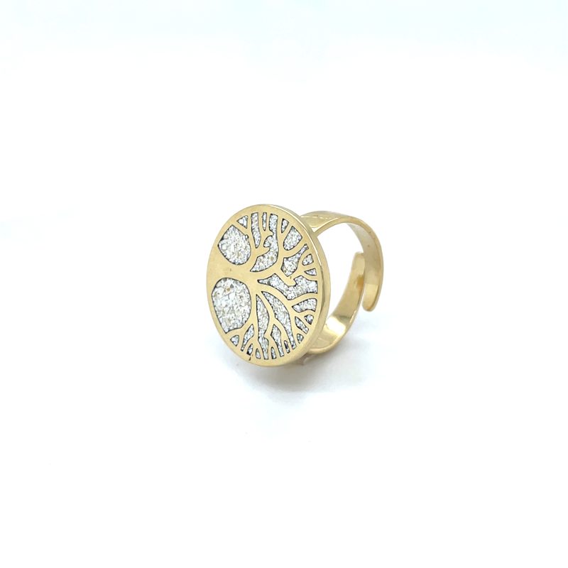 Brass Micro Mosaic Disc Ring - Image 2