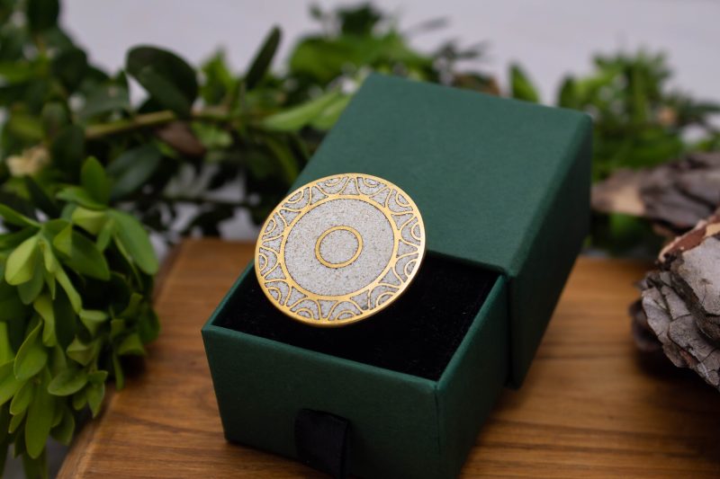 Brass Micro Mosaic Disc Ring - Image 5