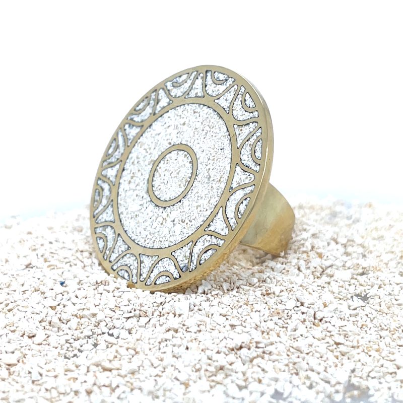 Brass Micro Mosaic Disc Ring