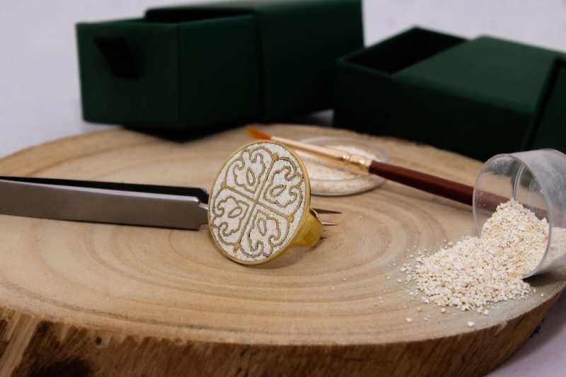 Brass Micro Mosaic Disc Ring - Image 4