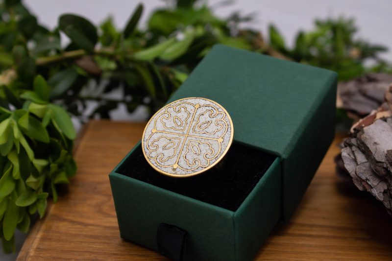 Brass Micro Mosaic Disc Ring - Image 5