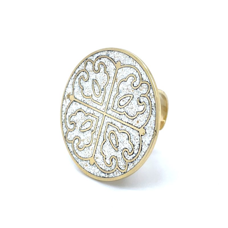 Brass Micro Mosaic Disc Ring - Image 2