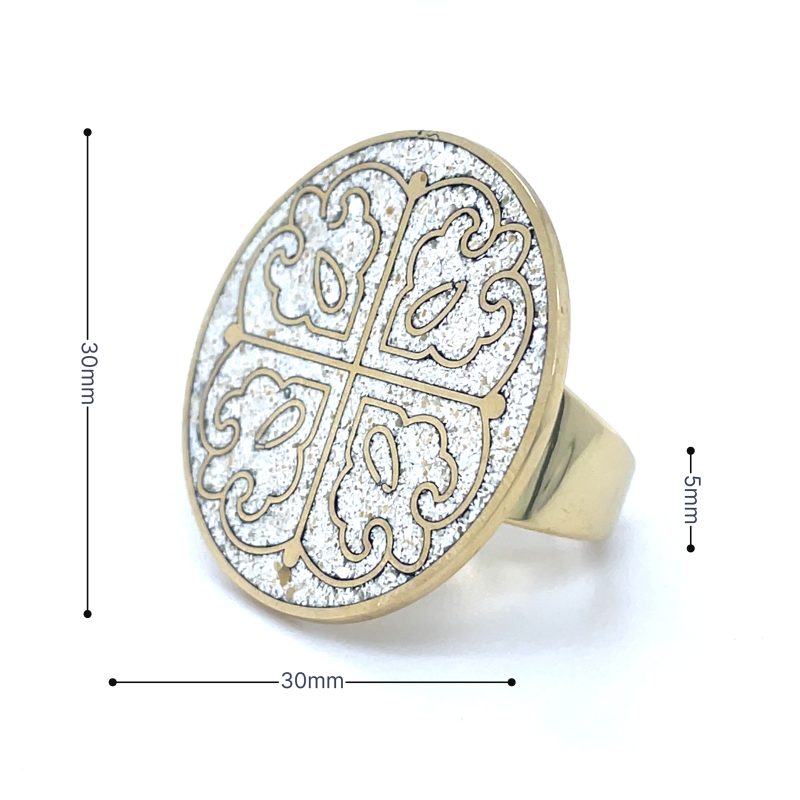 Brass Micro Mosaic Disc Ring - Image 3
