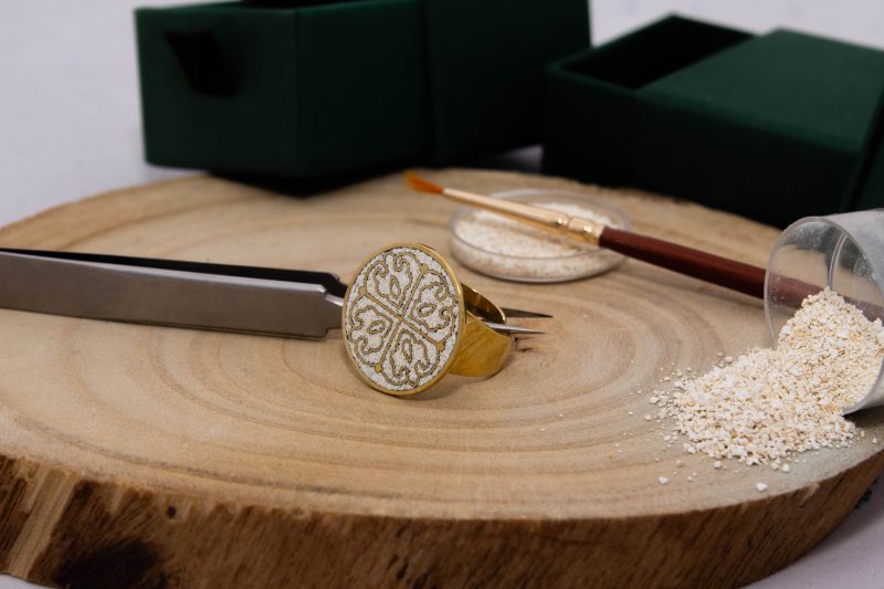 Brass Micro Mosaic Disc Ring - Image 4