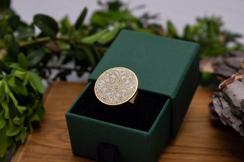 Brass Micro Mosaic Disc Ring - Image 5