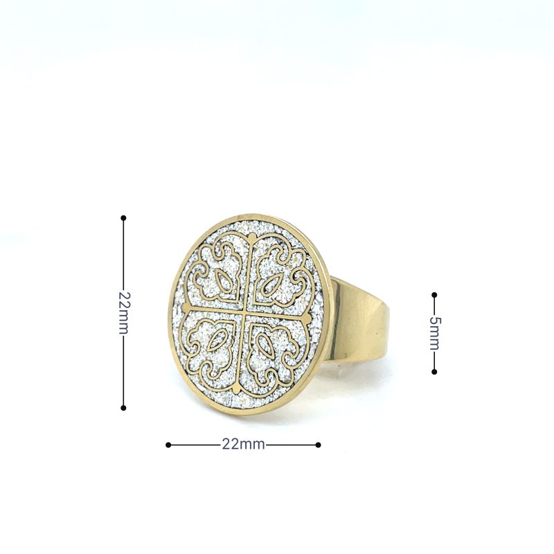 Brass Micro Mosaic Disc Ring - Image 3