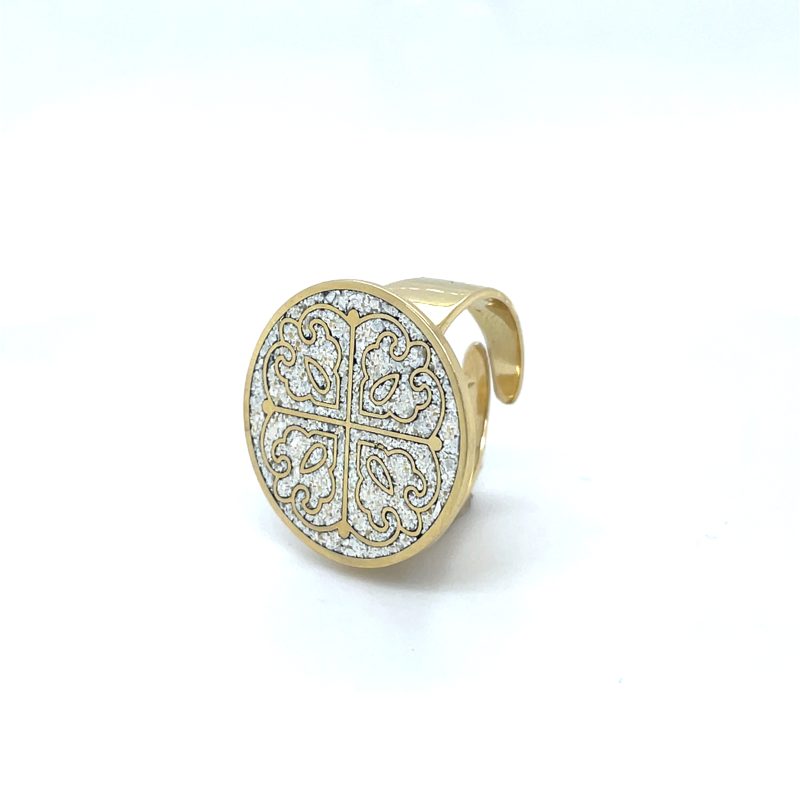 Brass Micro Mosaic Disc Ring - Image 2