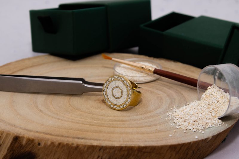 Brass Micro Mosaic Disc Ring - Image 4