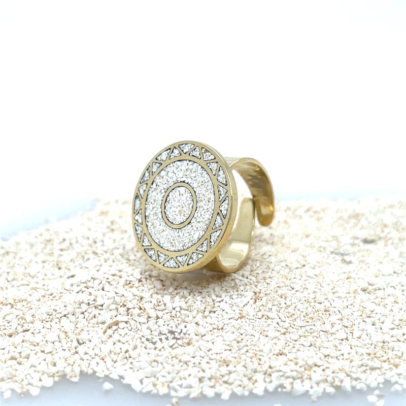 Brass Micro Mosaic Disc Ring