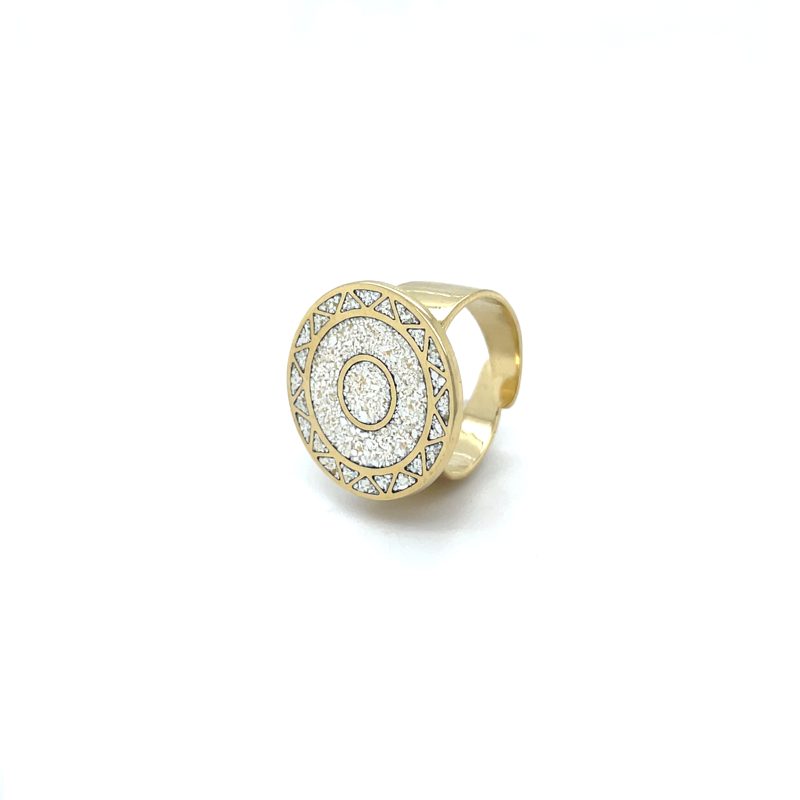Brass Micro Mosaic Disc Ring - Image 2