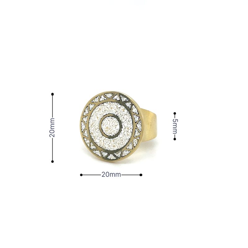 Brass Micro Mosaic Disc Ring - Image 3