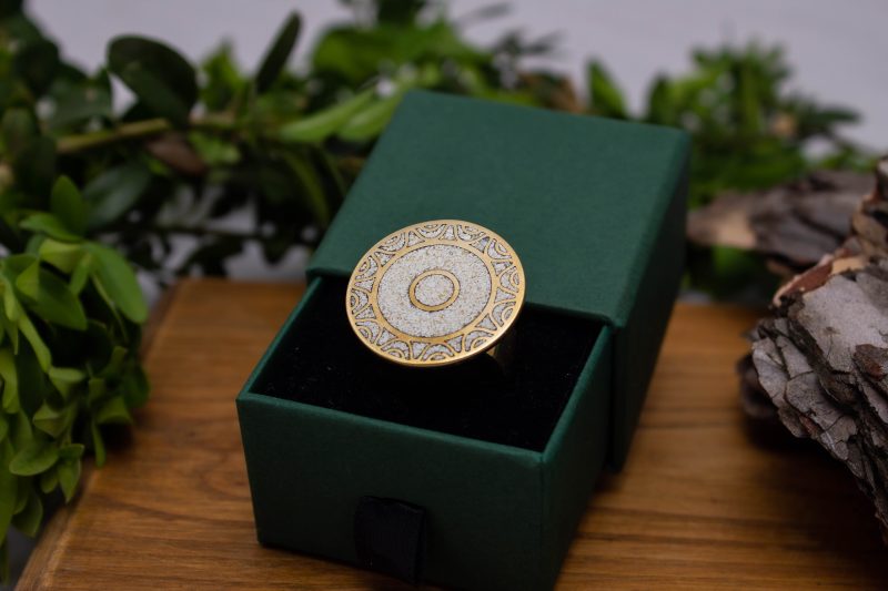 Brass Micro Mosaic Disc Ring - Image 5