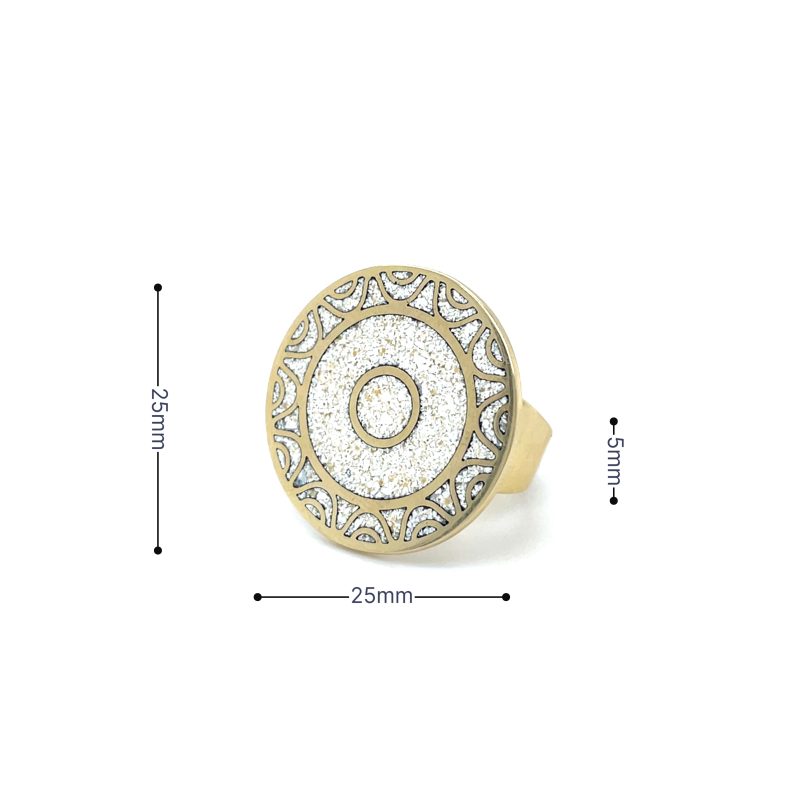 Brass Micro Mosaic Disc Ring - Image 3