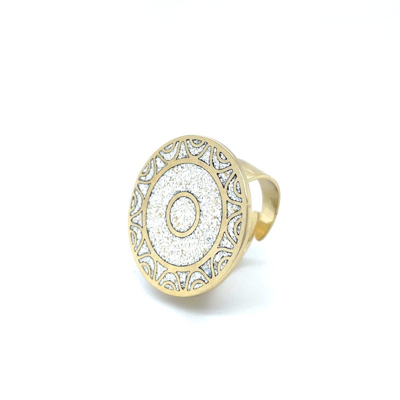 Brass Micro Mosaic Disc Ring - Image 2