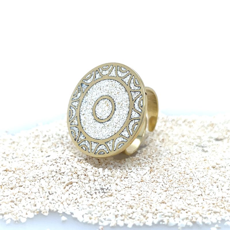 Brass Micro Mosaic Disc Ring