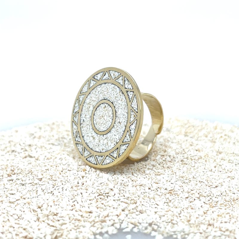 Brass Micro Mosaic Disc Ring